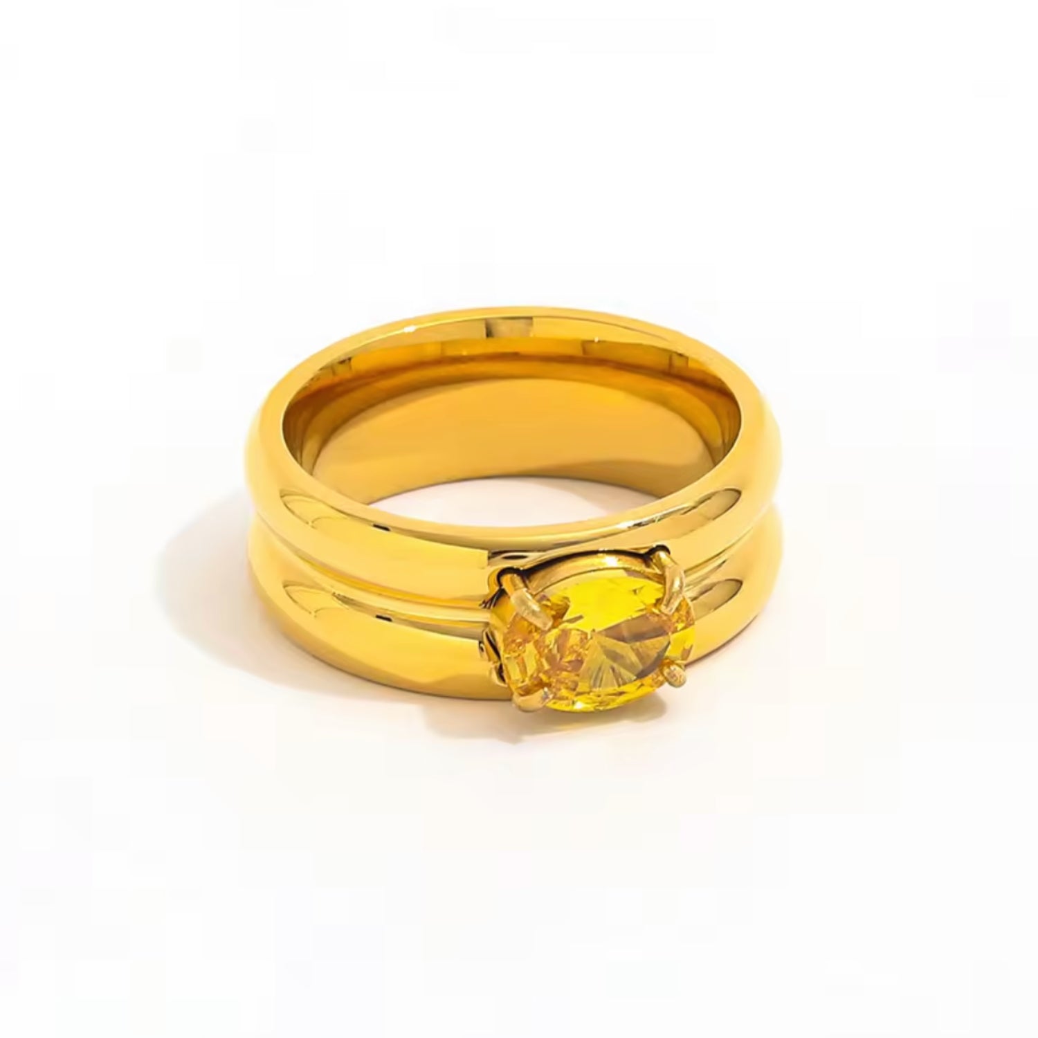 Yellow oval cut Ring