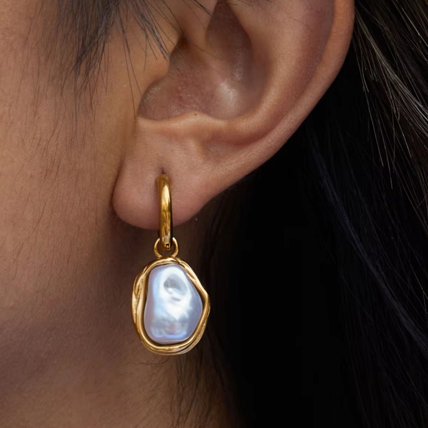 Pearl Hoops Earrings