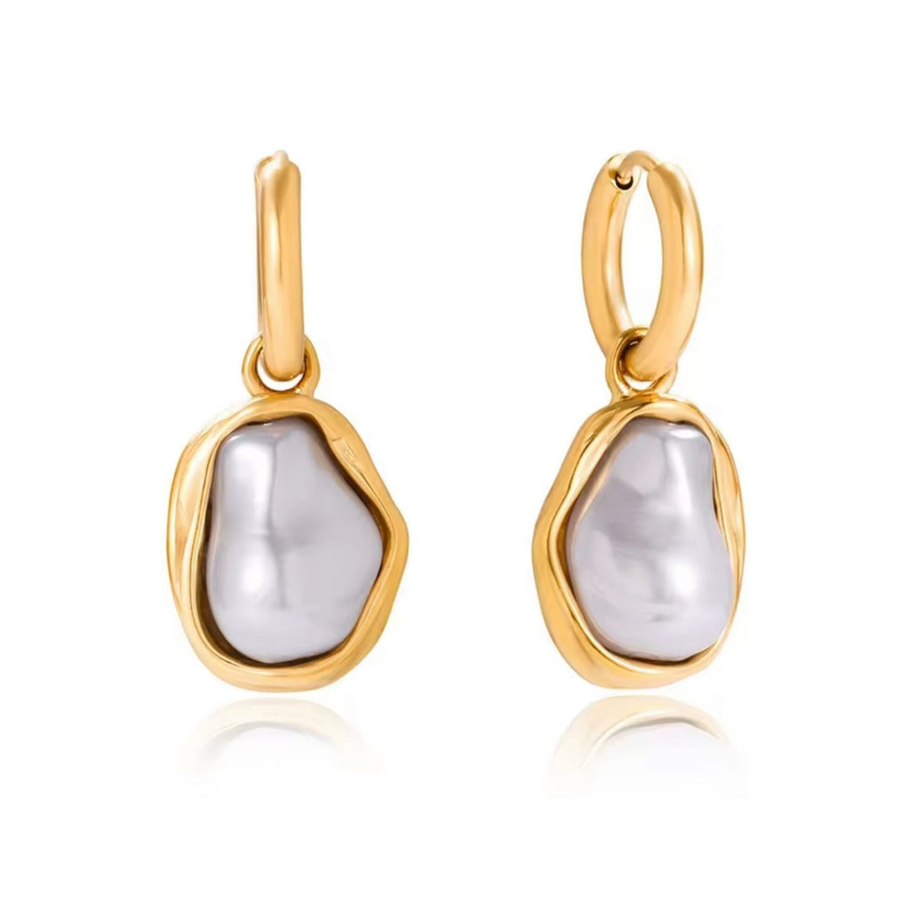 Pearl Hoops Earrings
